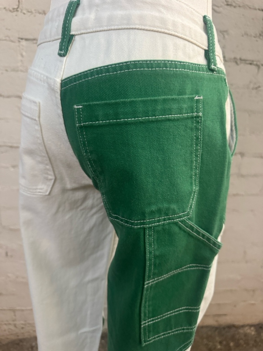 PacSun Green & White Paneled Low Rise Carpenter Pants Jeans Size 23 - Picture 10 of 14